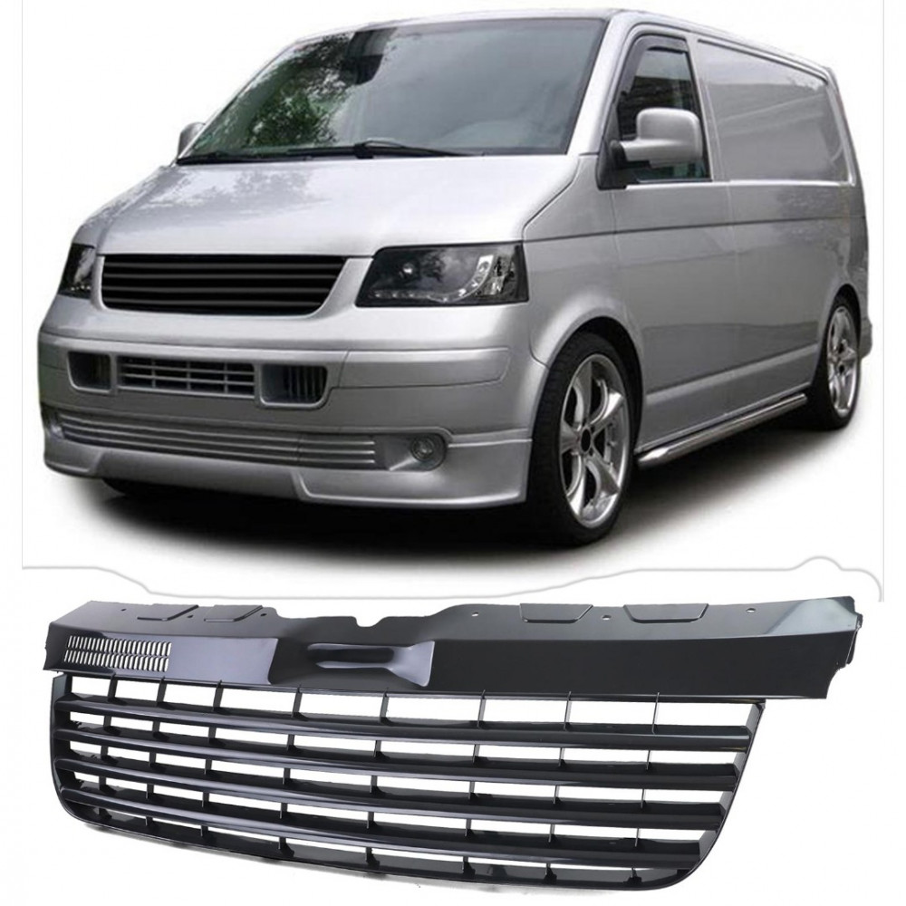 Priekšējā reste bez logo VW T5 Transporter BLACK GLOSS (2003-2009) 16009