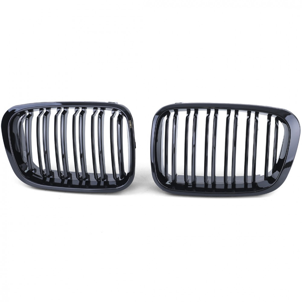 Priekšējās restes melnās glancētās BMW 3 E46 Double Stripe (1998-2001) 40213