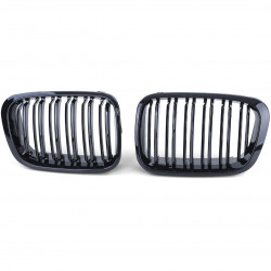 Передние решетки черные глянцевые BMW 3 E46 Double Stripe (1998-2001) 40213