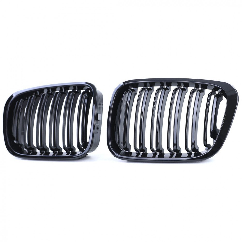 Priekšējās restes melnās glancētās BMW 3 E46 Double Stripe (1998-2001) 40213