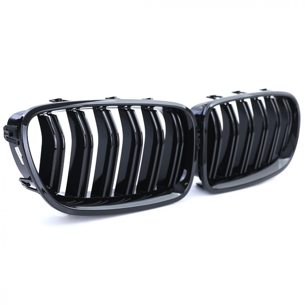 Priekšējās restes melnās glancētās BMW 5 F10/F11 Double Stripe M Design Piano Black (2010-2016) 40368