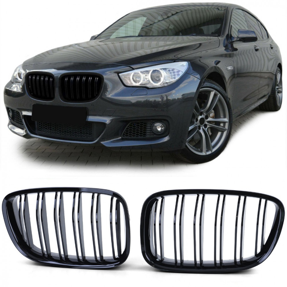 Priekšējās restes melnās glancētās BMW 5 GT F07 Double Stripe (2009-2017) 40402