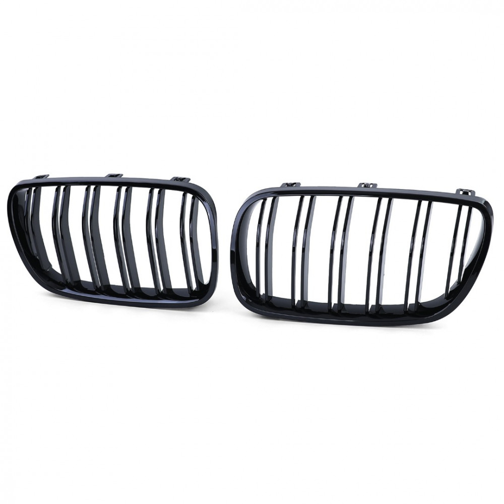 Priekšējās restes melnās glancētās BMW X3 E83 Facelift Double Stripe (2006-2010) 40411