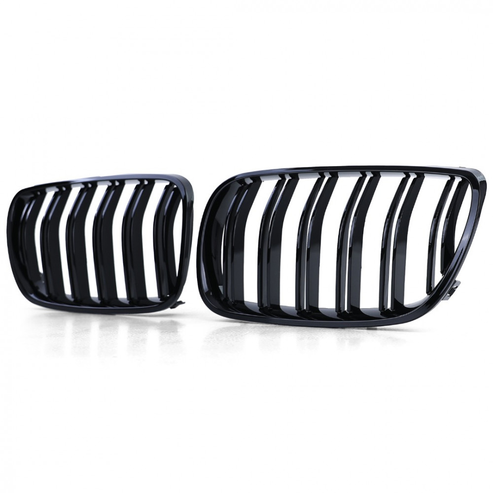 Priekšējās restes melnās glancētās BMW X3 E83 Facelift Double Stripe (2006-2010) 40411