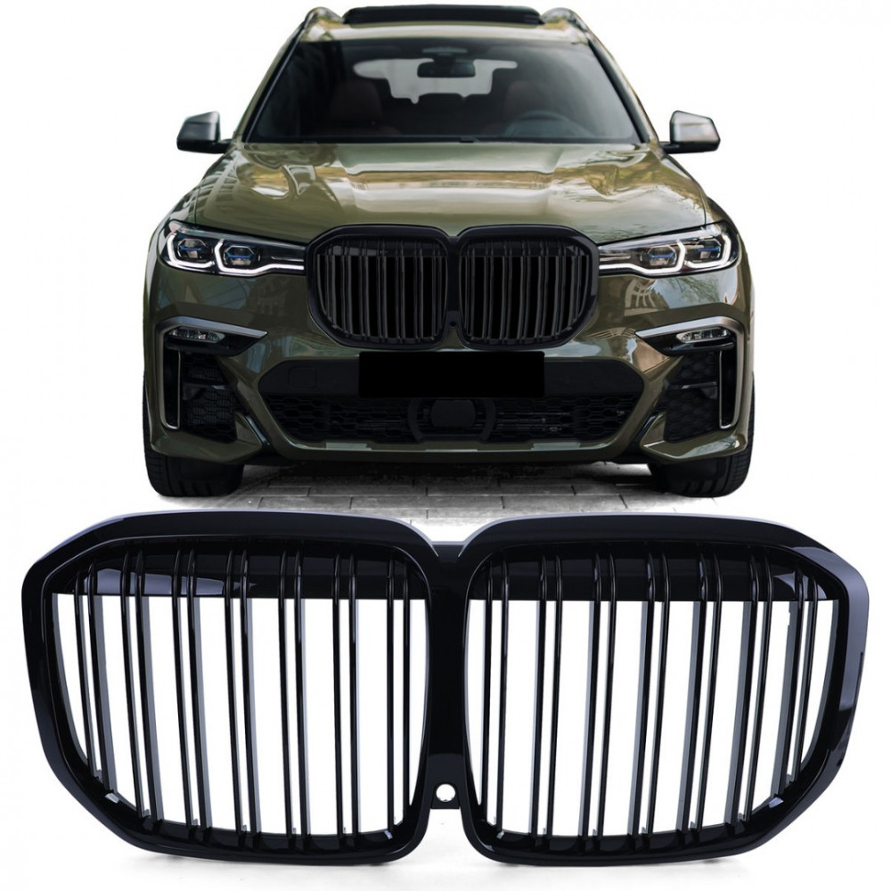 Передние решетки BMW X7 G07 Double Stripe Black Gloss (2018-...) 40818