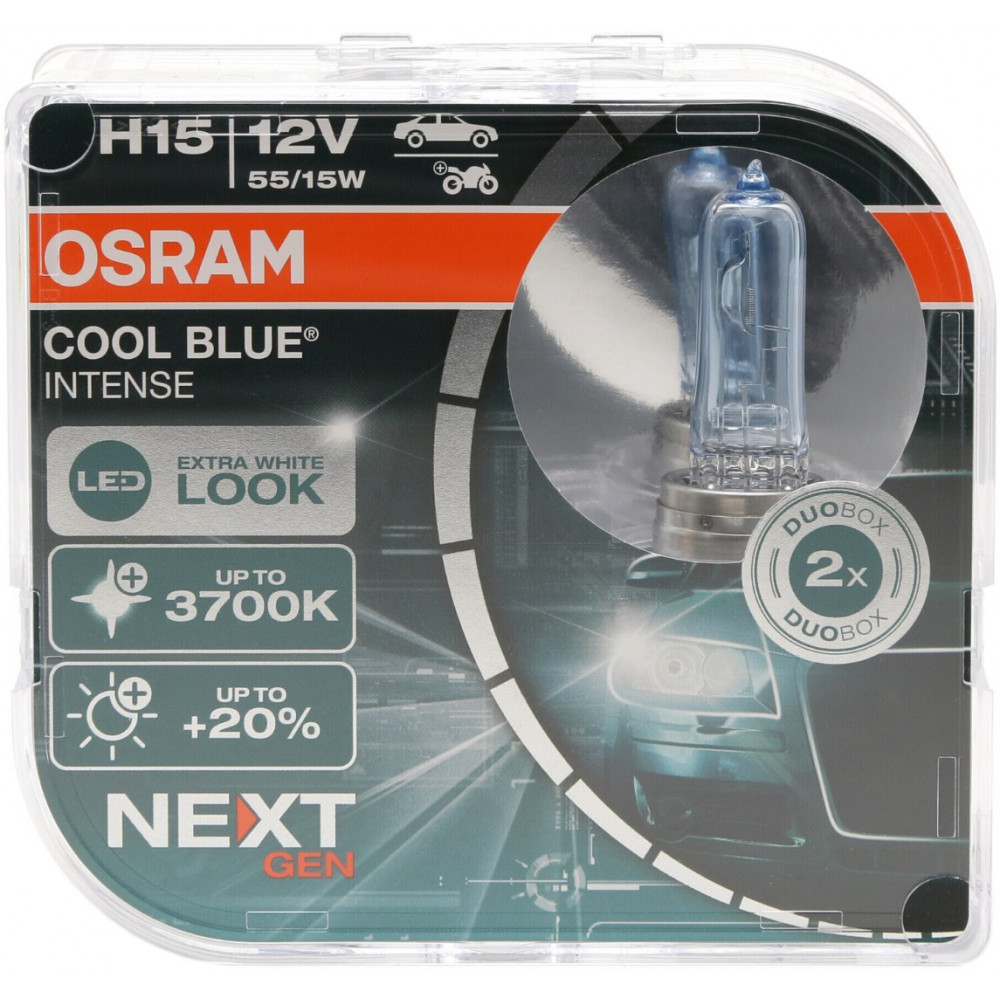 Auto spuldze 12V OSRAM H15 55/15W Cool Blue Intense Next Gen (2 gab.)