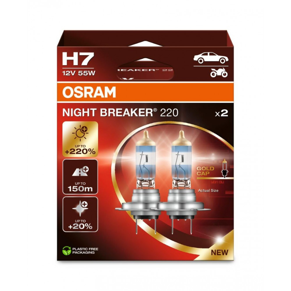 Auto spudzes OSRAM H7 NIGHT BREAKER 200 +220% (2 gab.)