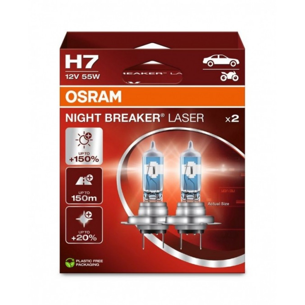 Auto spuldzes OSRAM H7 NIGHT BREAKER LASER +150% (2 gab.)