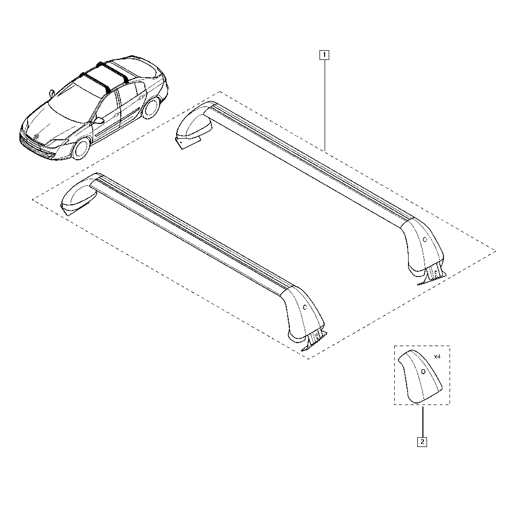 Auto jumta bagāžnieks OEM RENAULT LAGUNA III HB (2007-2016) 7711421844