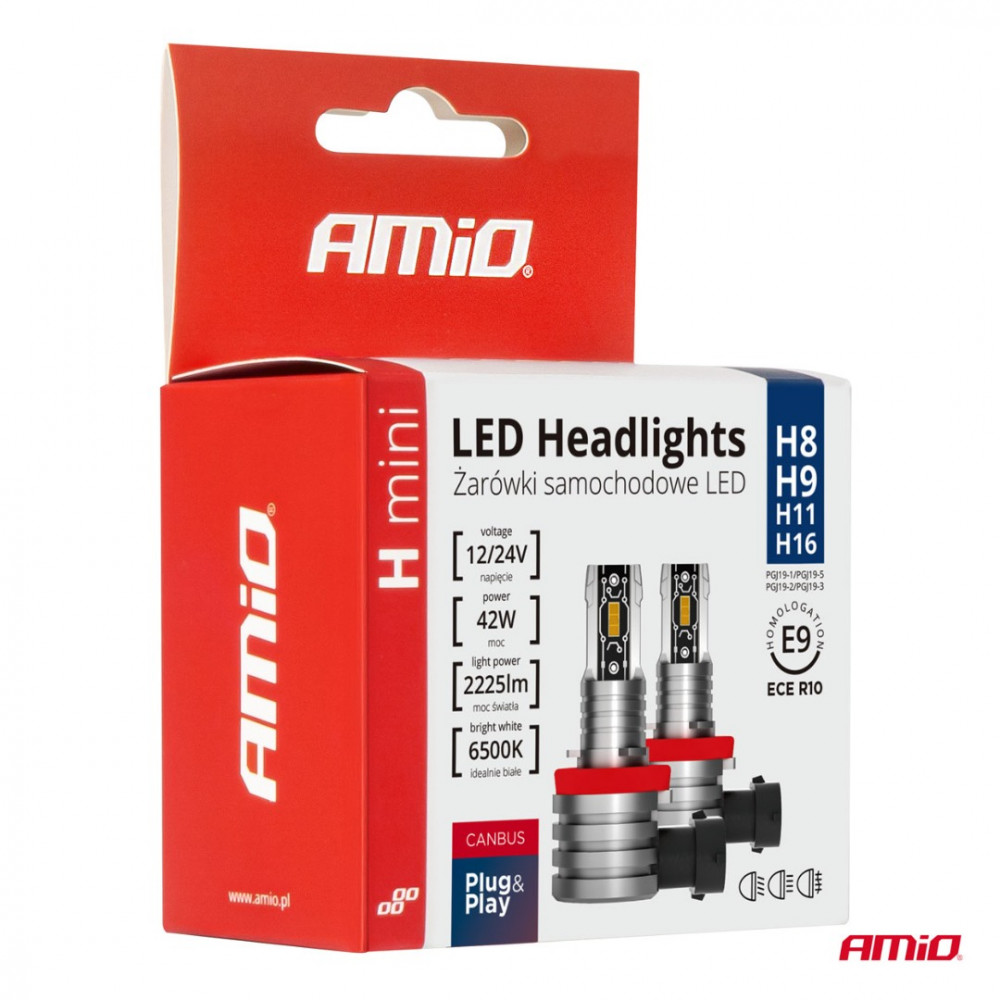 Car LED bulbs H-mini Series H8/H9/H11/H16 42W AMIO (2 pcs.)