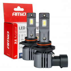 Auto LED spuldzes X4-series AVIATOR HB3 9005 HIR1 9011 H10 6500K max 44W AMIO (2 gab.)