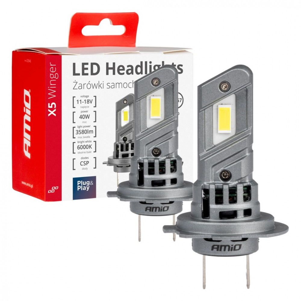 Autode LED-pirnid X5-series WINGER H7 H18 6000K max 40W AMIO (2 tk.)