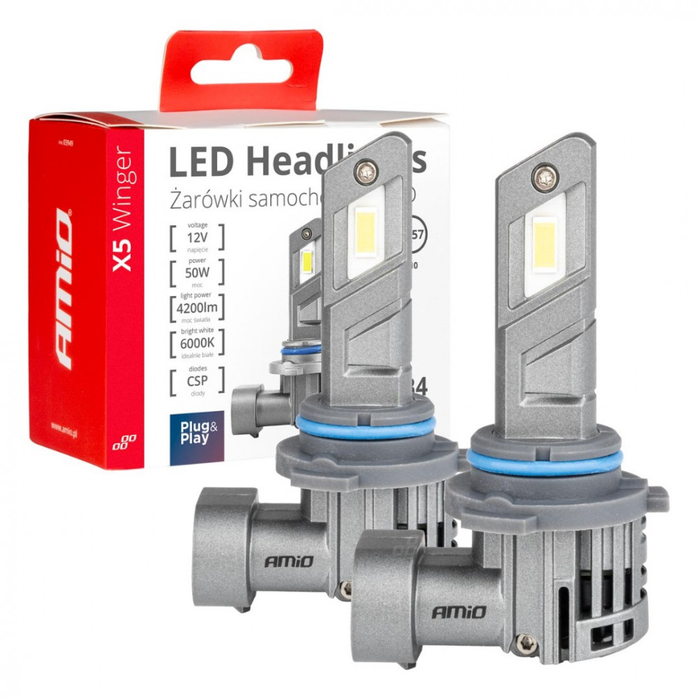 Auto LED spuldzes X5-series WINGER HB4 6000K max 50W AMIO (2 gab.)