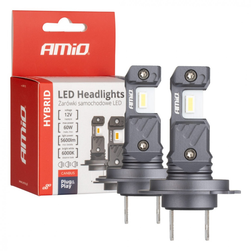 Autode LED-pirnid Hybrid series H7 H18 6000K Canbus 60W AMIO (2 tk.)