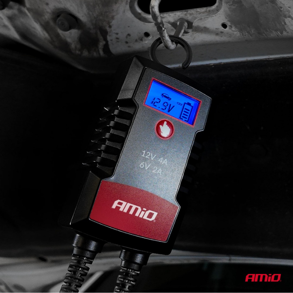 Car battery charger AGM GEL STD LFP MAX 4A 6V/12V PRO HOOK AMIO 04531