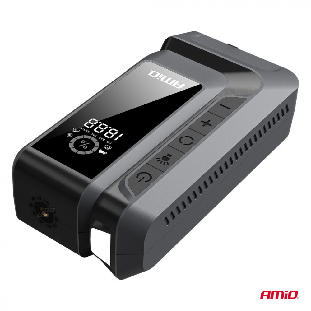 CAR BATTERY BOOSTER 12V 4in1 Jump Starter/LED/AirCompressor/Powerbank 12Ah 1600A AMIO