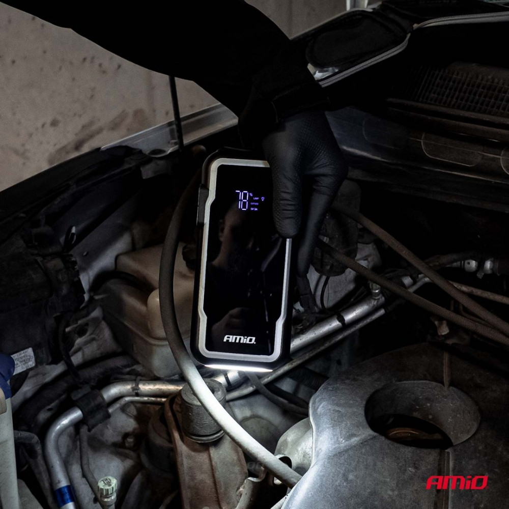 CAR BATTERY BOOSTER 12V 12V AMIO 3in1 Jump Starter/LED/Powerbank 12V 12Ah 1600A 04678