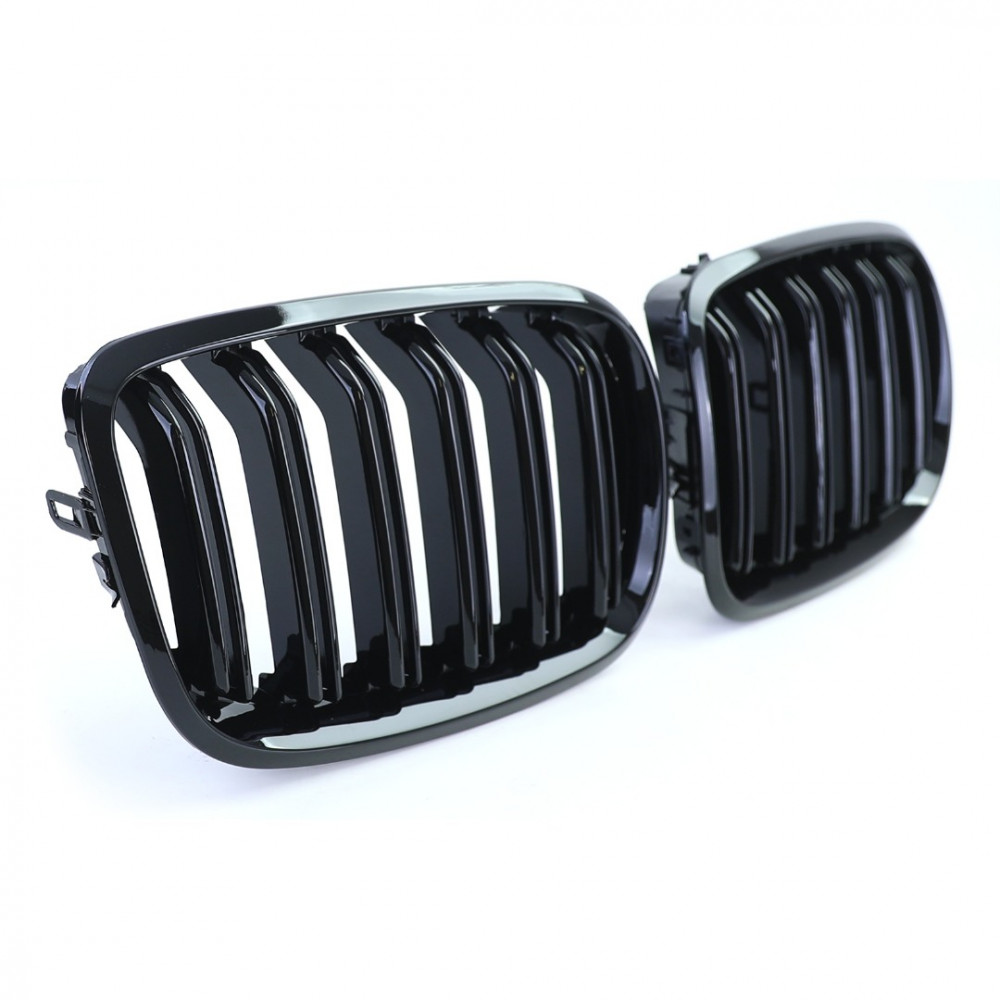 Front grills BMW X5/X6 E70/E71 Double Stripe Piano Black (2007-2014) 40419