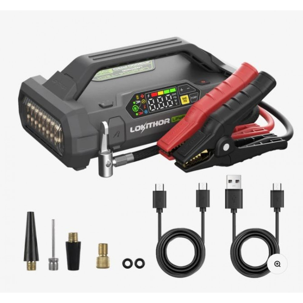 CAR BATTERY BOOSTER 12V LOKITHOR JA3000PRO 3000A LIFEPO4 + AIR COMPRESSOR 150PSI