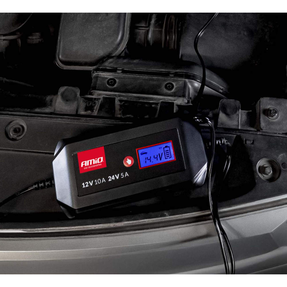 Car battery charger STD GEL AGM WET MAX 10A 12V/24V AMIO 04525