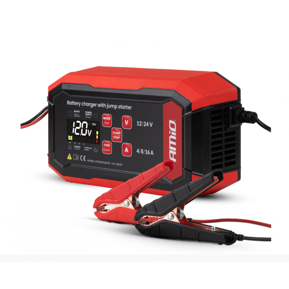 Car battery charger BOOST AGM GEL STD LiFePo4 MAX 16A 12V/24V PRO AMIO 04529