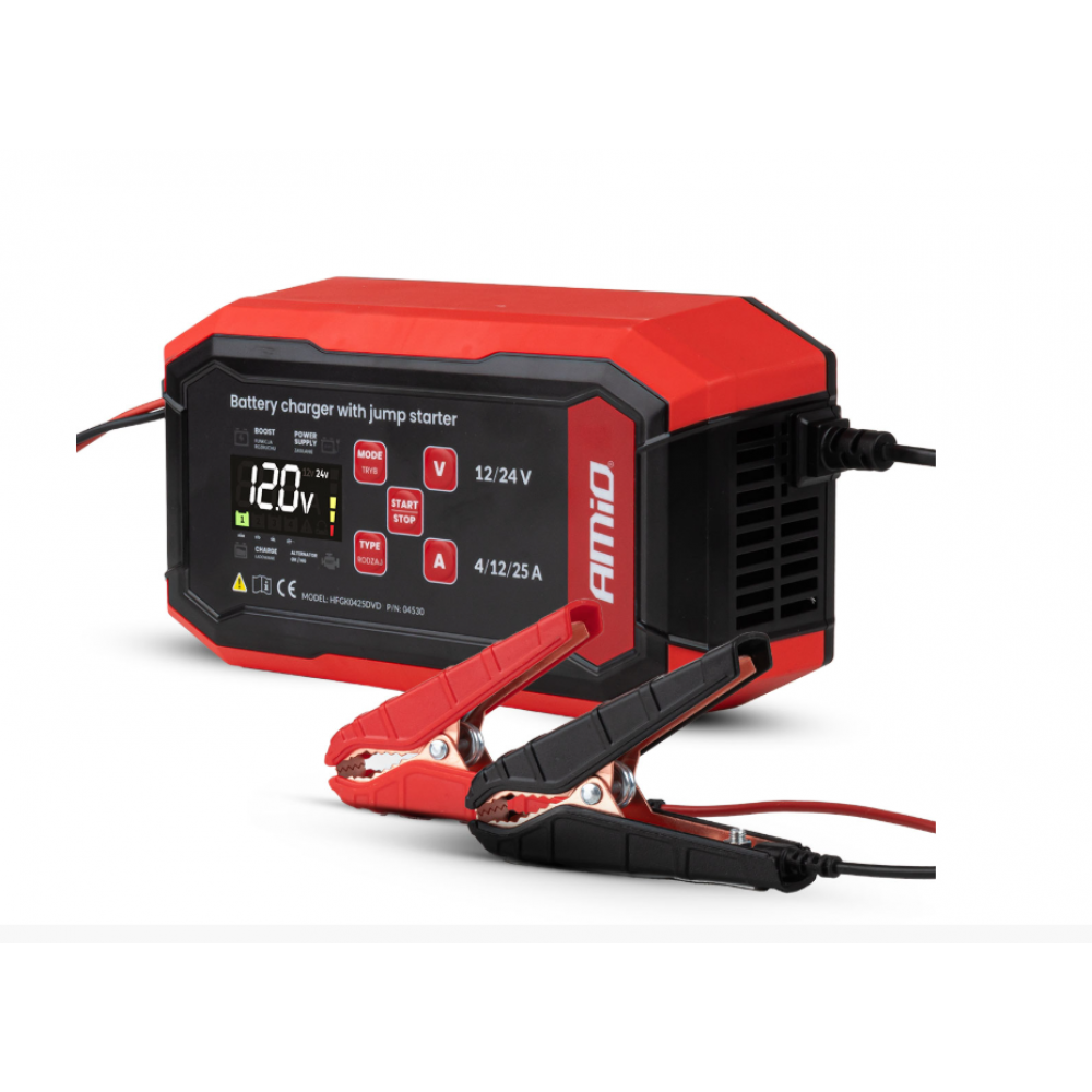 Car battery charger BOOST AGM GEL STD LiFePo4 MAX 25A 12V/24V PRO AMIO 04530
