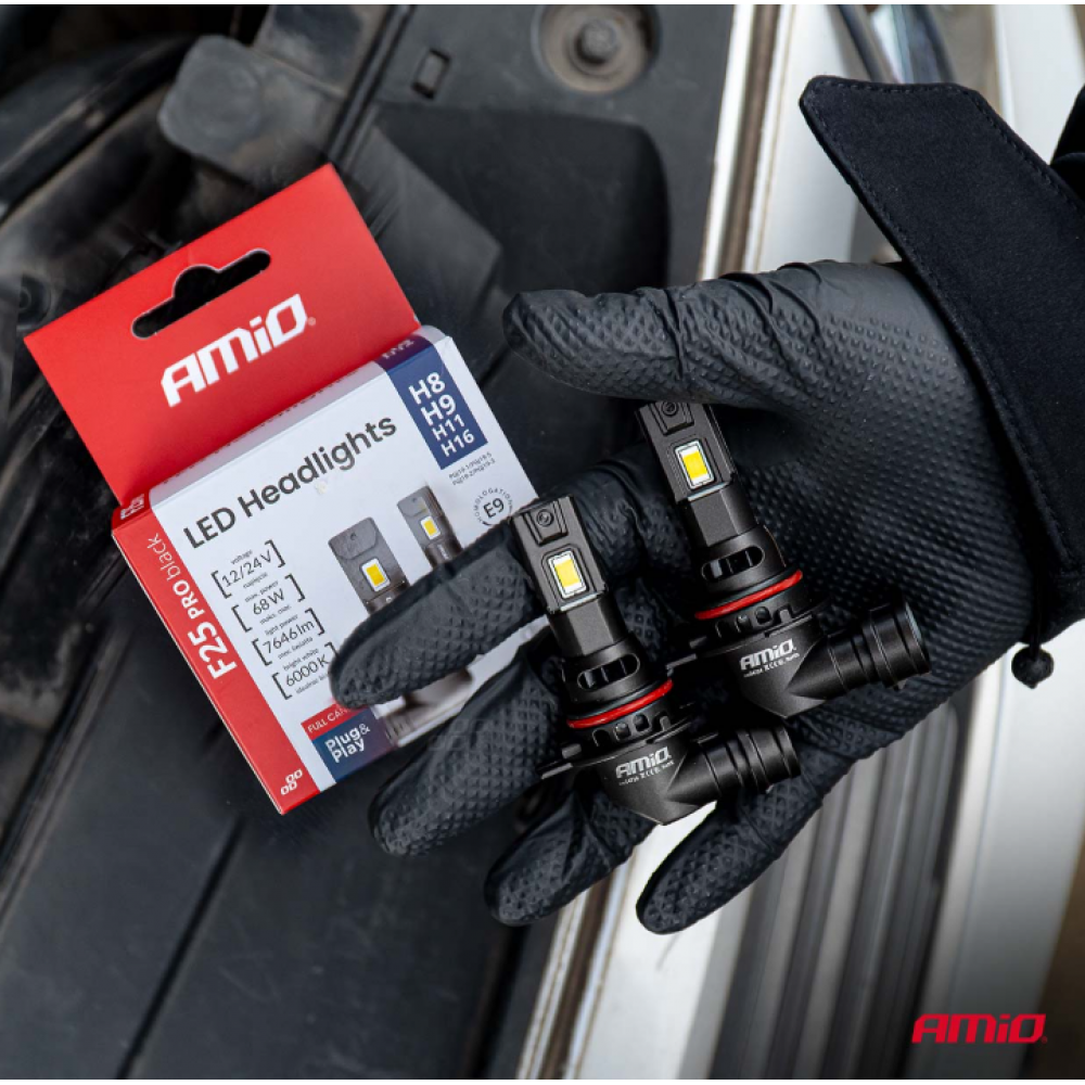 Autode LED-pirnid Series F25 PRO BLACK FULL CANBUS H8/H9/H11/H16 68W 12V/24V AMIO 04721