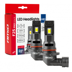 Auto LED spuldzes Series F25 PRO BLACK FULL CANBUS HB3 68W 12V/24V AMIO 04722