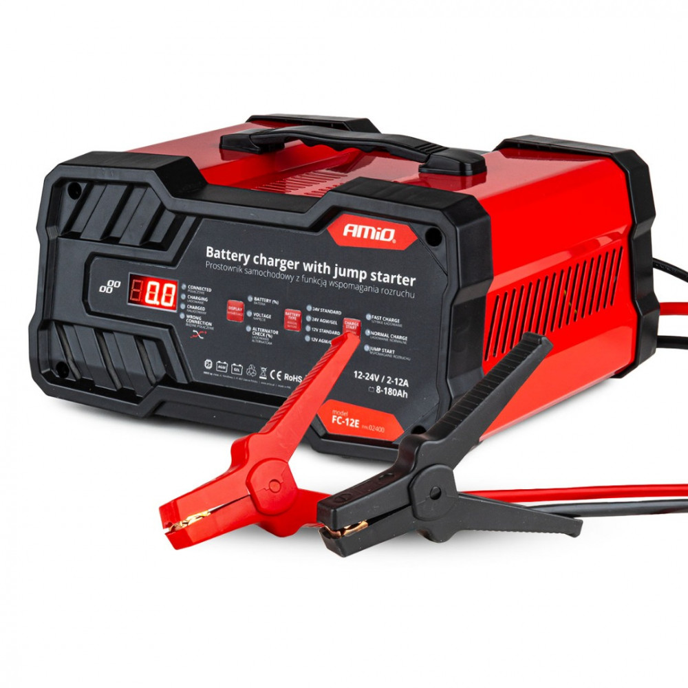 Car battery charger 12A 12/24V with jump starter 12V 75 A 02400 Car battery charger 12A 12/24V with jump starter 12V 75 A 02400