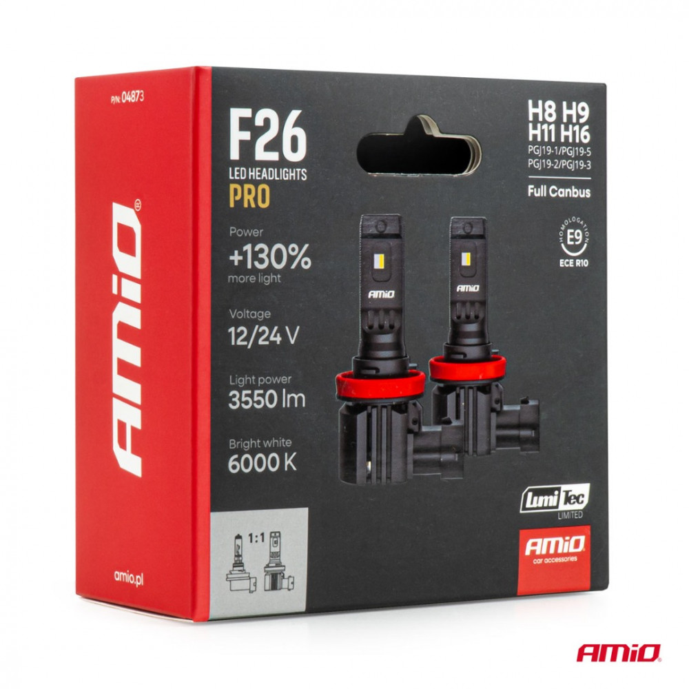 Auto LED spuldzes Series F26 PRO LumiTec LIMITED +130% DUO FULL CANBUS H8/H9/H11/H16 12V/24V AMIO 04873