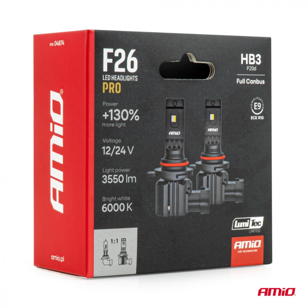 Auto LED spuldzes Series F26 PRO LumiTec LIMITED +130% DUO FULL CANBUS HB3 12V/24V AMIO 04874