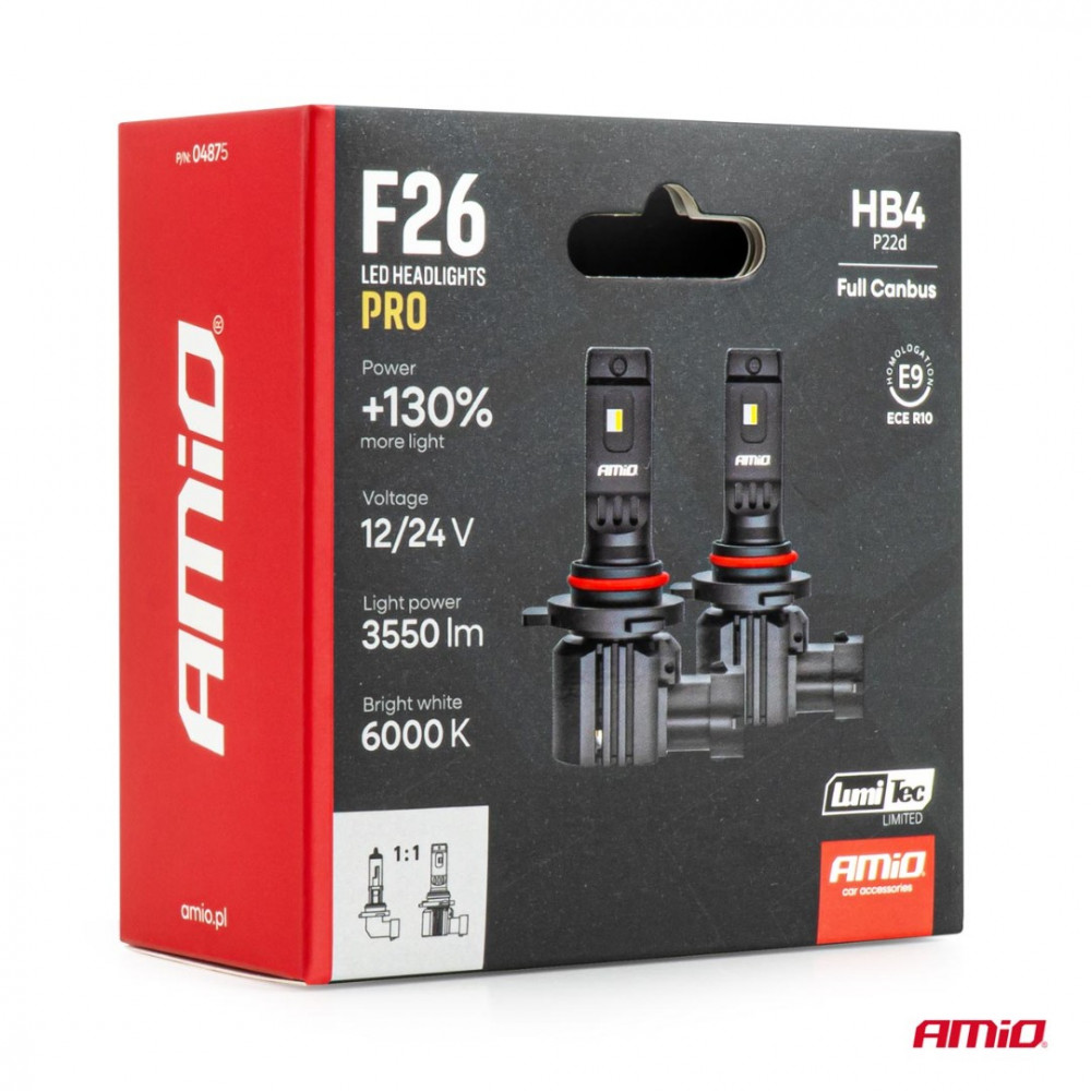 Auto LED spuldzes Series F26 PRO LumiTec LIMITED +130% DUO FULL CANBUS HB4 12V/24V AMIO 04875