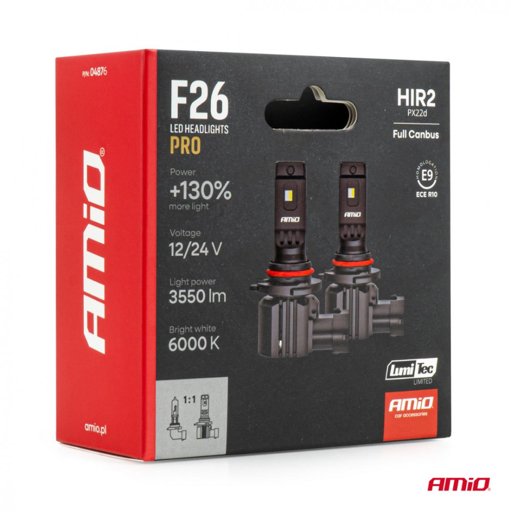Auto LED spuldzes Series F26 PRO LumiTec LIMITED +130% DUO FULL CANBUS HIR2 12V/24V AMIO 04876