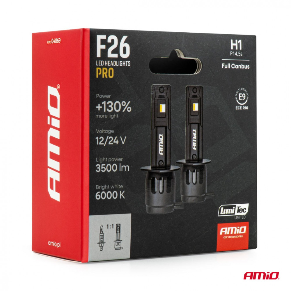 Auto LED spuldzes Series F26 PRO LumiTec LIMITED +130% DUO FULL CANBUS H1 12V/24V AMIO 04869