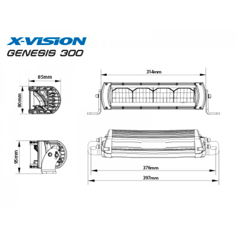 LED tālās gaismas lukturis X-VISION GENESIS 300 60W (E4 sertificēts) 1605-NS3733