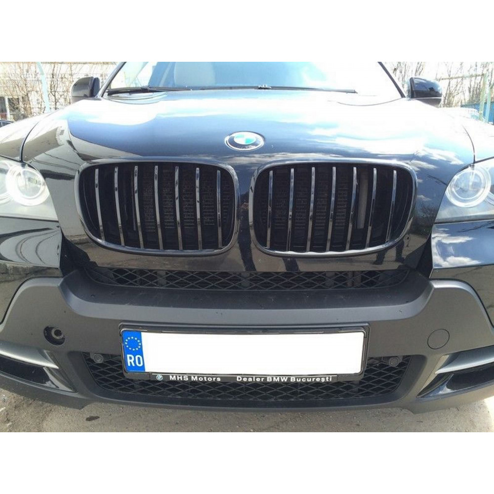 Priekšējās restes melnās glancētās BMW X6 E71 Black Gloss (2007-2014)