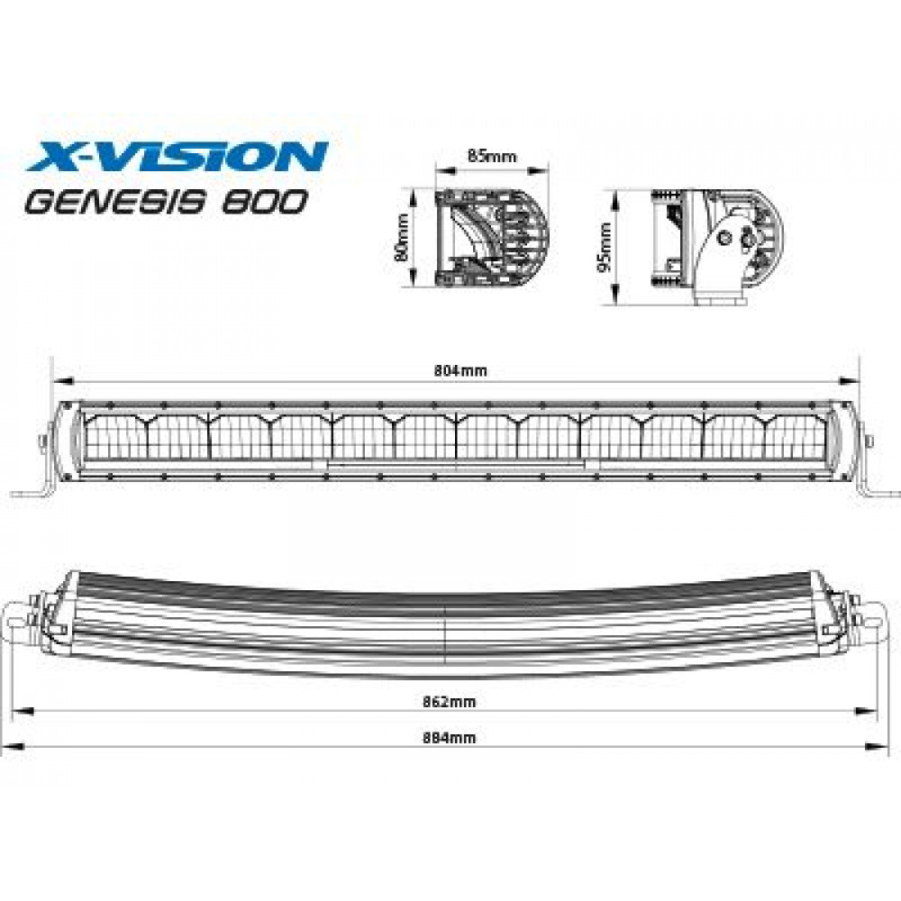 LED tālās gaismas lukturis X-VISION GENESIS 800 180W (E4 sertificēts) 1605-NS3734