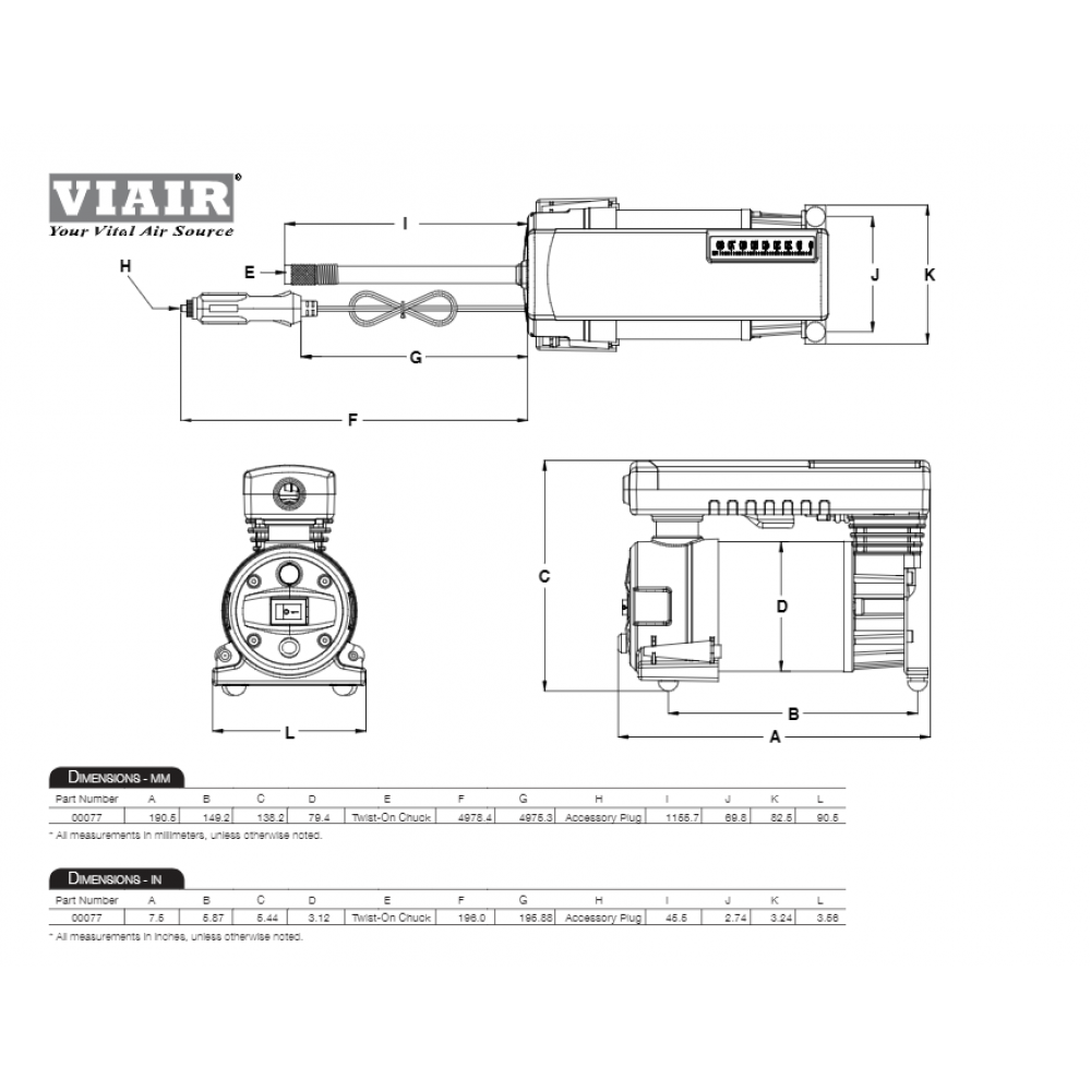 Автомобильный компрессор 12V VIAIR 77P (00077)