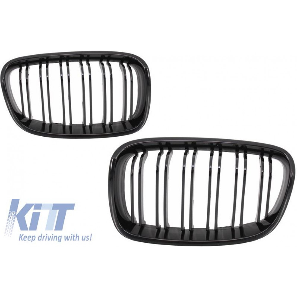 Front grills black gloss BMW 1 F20/F21 Double Stripe Piano Black (2011-2015)