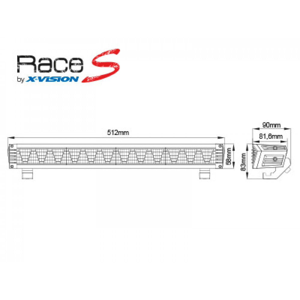 LED tālās gaismas lukturis X-VISION RACE S8 76W 1605-NS3722