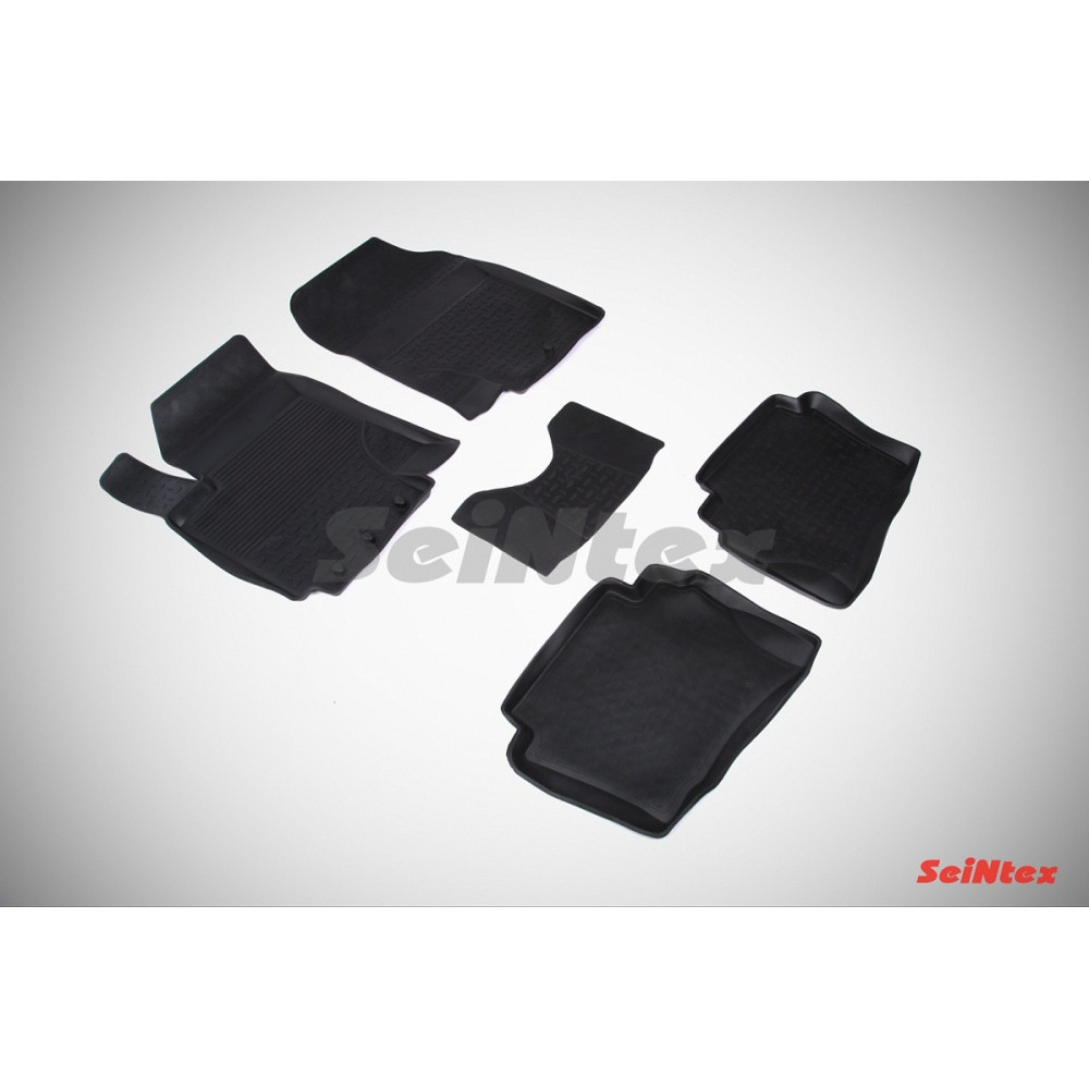 Car rubber floor mats black SEINTEX *BORT* HYUNDAI i20 (2008-2012)