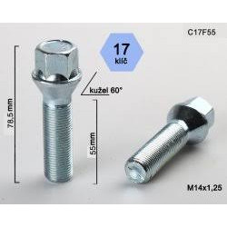 Wheel bolt  14x1.25x55mm conical (BIMECC)