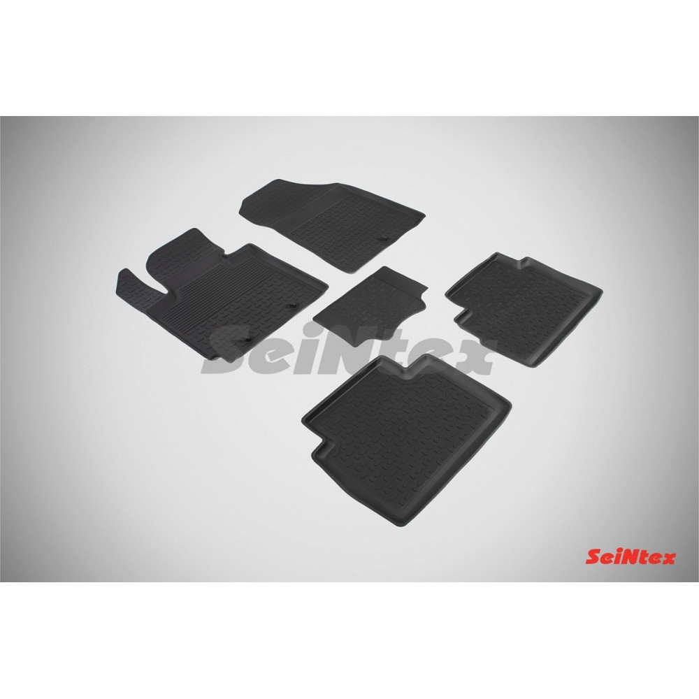 Car rubber floor mats black SEINTEX *BORT* KIA SOUL II (2014-...)