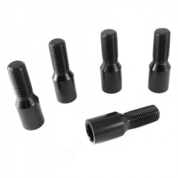 Set of wheel bolts black 12x1.5x26mm with inner key (+key)(20 pcs.)